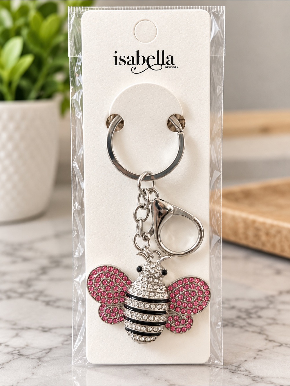 Isabella Pink Crystal Bee Keychain